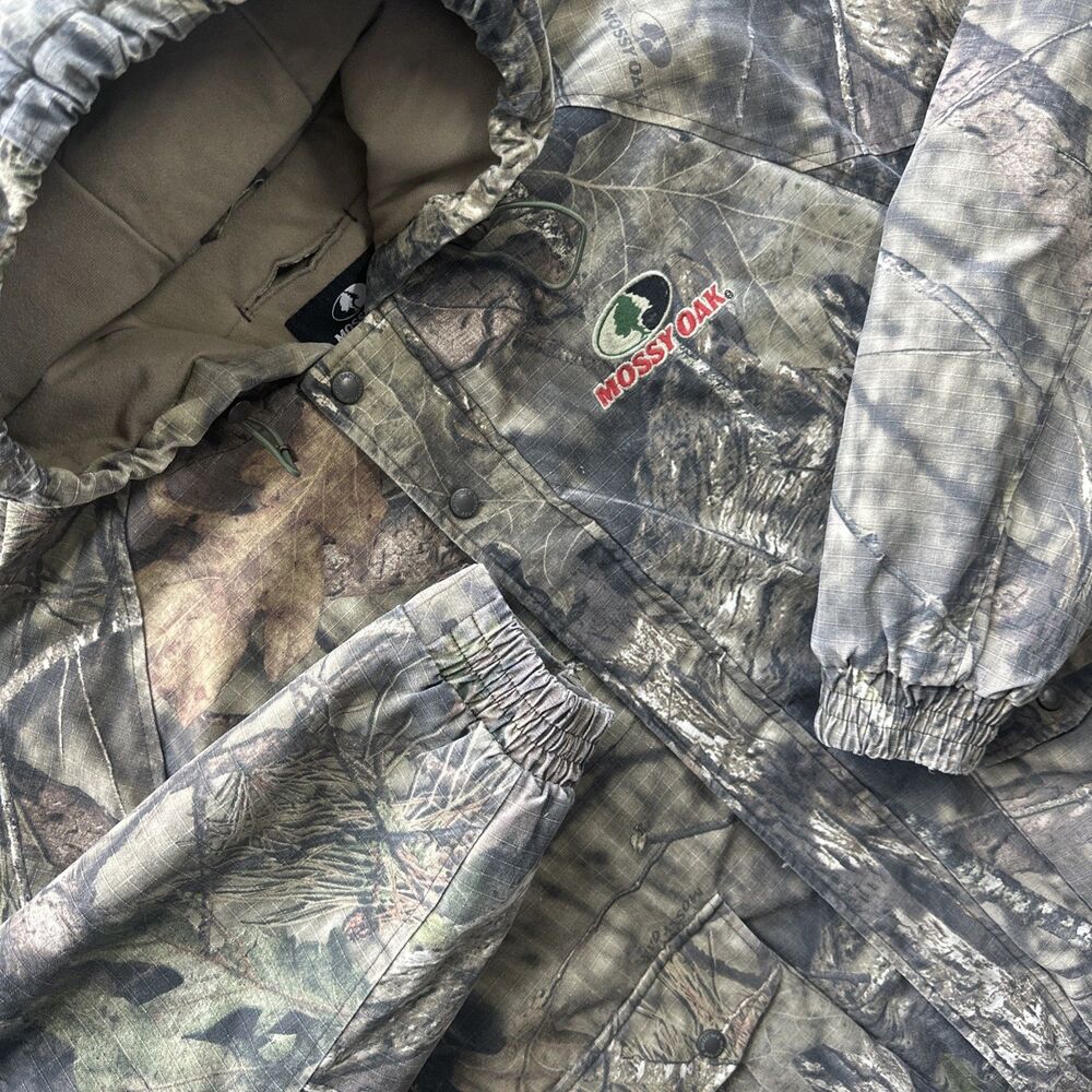 Mossy Oak Camo Coat Break Up Hooded Hunting Jacket Mens XL Ripstop Insulated